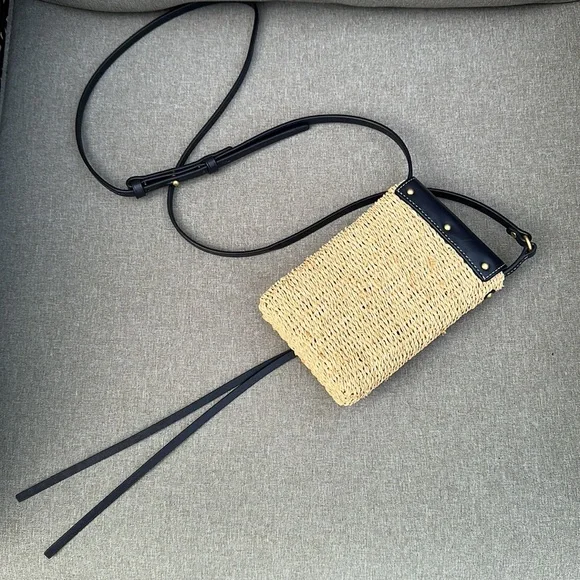TORY BURCH Miller Straw Phone Crossbody - Midnight - Picture 3 of 16